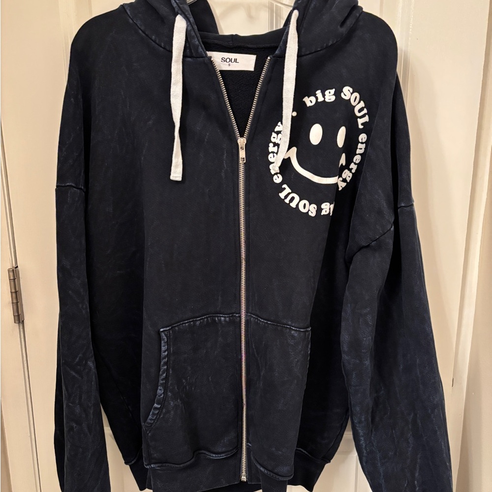 SoulCycle “big Soul energy” hooded pullover zipper sweatshirt, small